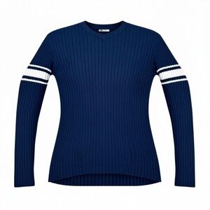 90’s AEROPOSTALE NAVY BLUE WHITE STRIPE LONG SLEEVE SWEATER, SIZE XL